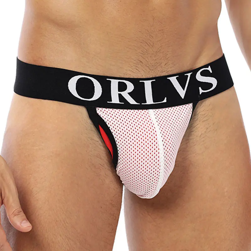 Сексуальное мужское нижнее белье ORLVS jockstrap стринги мужские танга Jocks трусы сетка