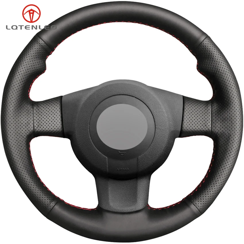 

LQTENLEO Black Genuine Leather Car Steering Wheel Cover For Seat Leon (1P) FR 2007-2009 Leon (1P) Cupra 2007-2009 Ibiza (6L) FR