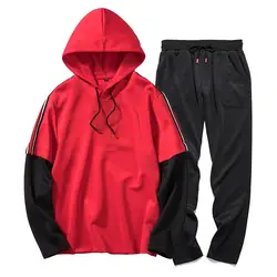 Лидер продаж модные брендовые спортивные для мужчин костюм осень хип хоп толстовки Толстовка + треники пуловер комплекты из двух