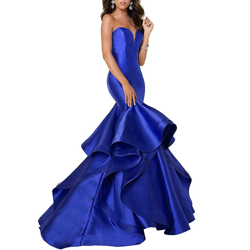 

Abendkleider Satin Evening Gowns Sexy 2019 Newest Sweetheart Royal Blue Mermaid Prom Dress Dubai Evening Gowns For Women