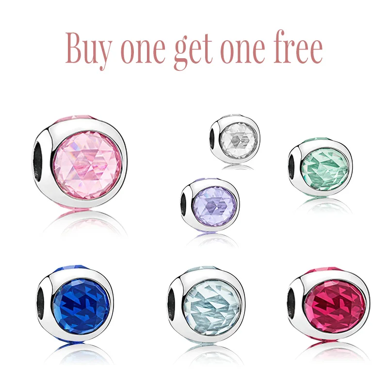 

Marfend 925 Sterling Silver Blue/White/Red/Pink Radiant Droplet Charm fits Original Marfend Bracelet Jewelry Buy 1 Get 1 Free