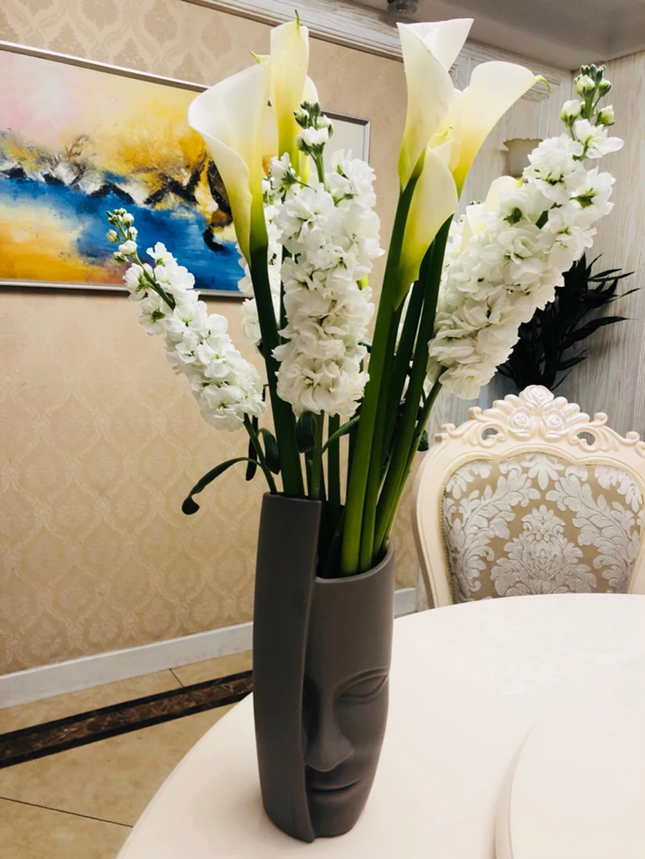 Художественная ваза в скандинавском стиле, керамическая ваза для цветочной композиции, винтажные вазы для искусственных цветов, керамическая ваза для абстрактного лица