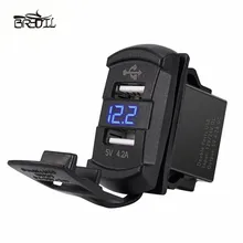 Dual USB 2 Port Car Phone Charger Socket Rocker Switch Panel with Voltage Voltmeter LED Blue 12V For Auto Motorbike Boat цена Dual USB 2 Port Car Phone Charger Socket Rocker Switch Panel with Voltage Voltmeter LED Blue 12V For Auto Motorbike Boat цены онлайн