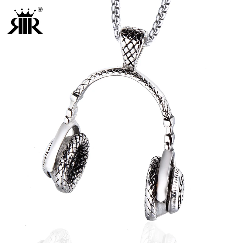 Buy RIR Hip Hop Rap Headphone Pendant Necklace Silver