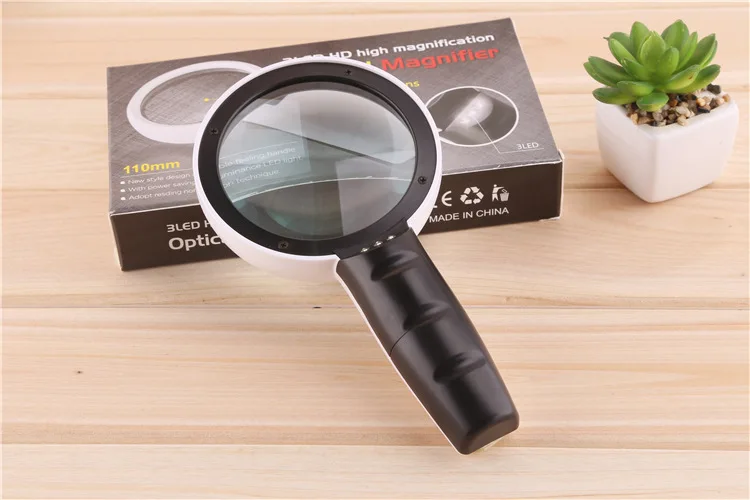 10X 110mm Diameter Handheld Magnifying Glass with LED Light Portable Magnifying Glass White Magnifier-19
