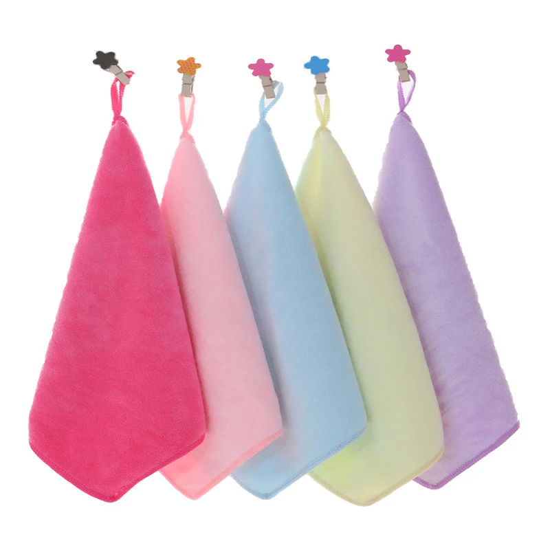 

New Style 5Pcs/Set Quick-drying 28*28cm Face Hanging Hand Towels Kitchen Towel Soft Absorbent Bathroom Child Lovely Towel