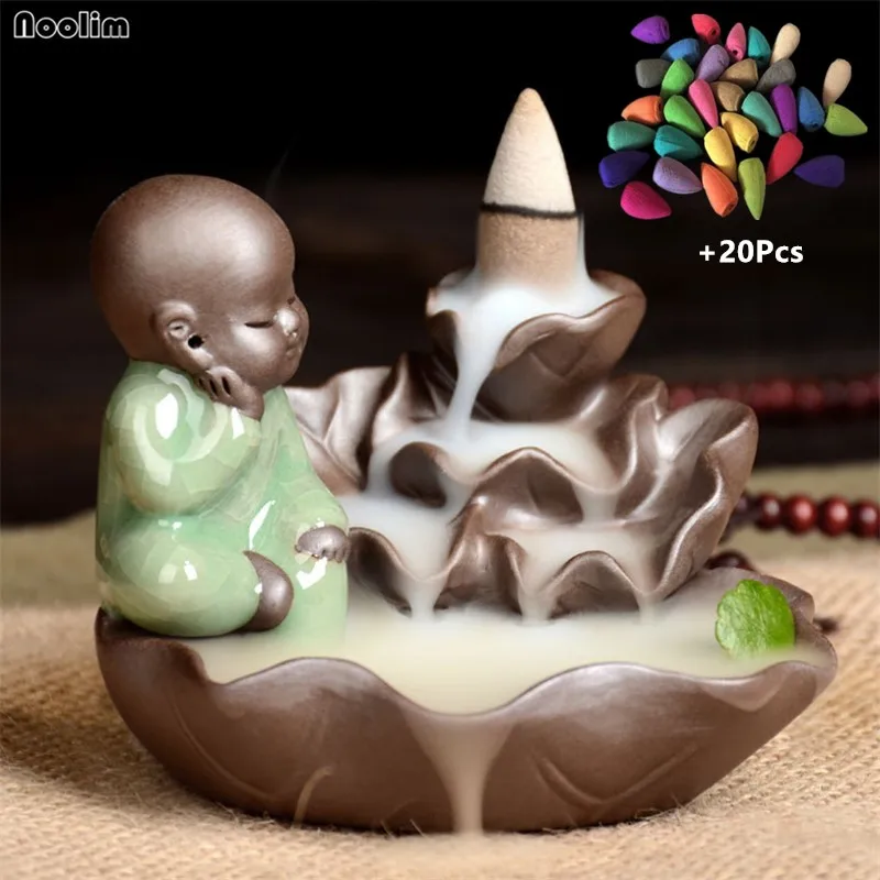 

Creative Ge Kiln The Thinking Monk Burner Incense Cones Burner Incense Holder Ceramic Censer Home Teahouse Decoration Buddism
