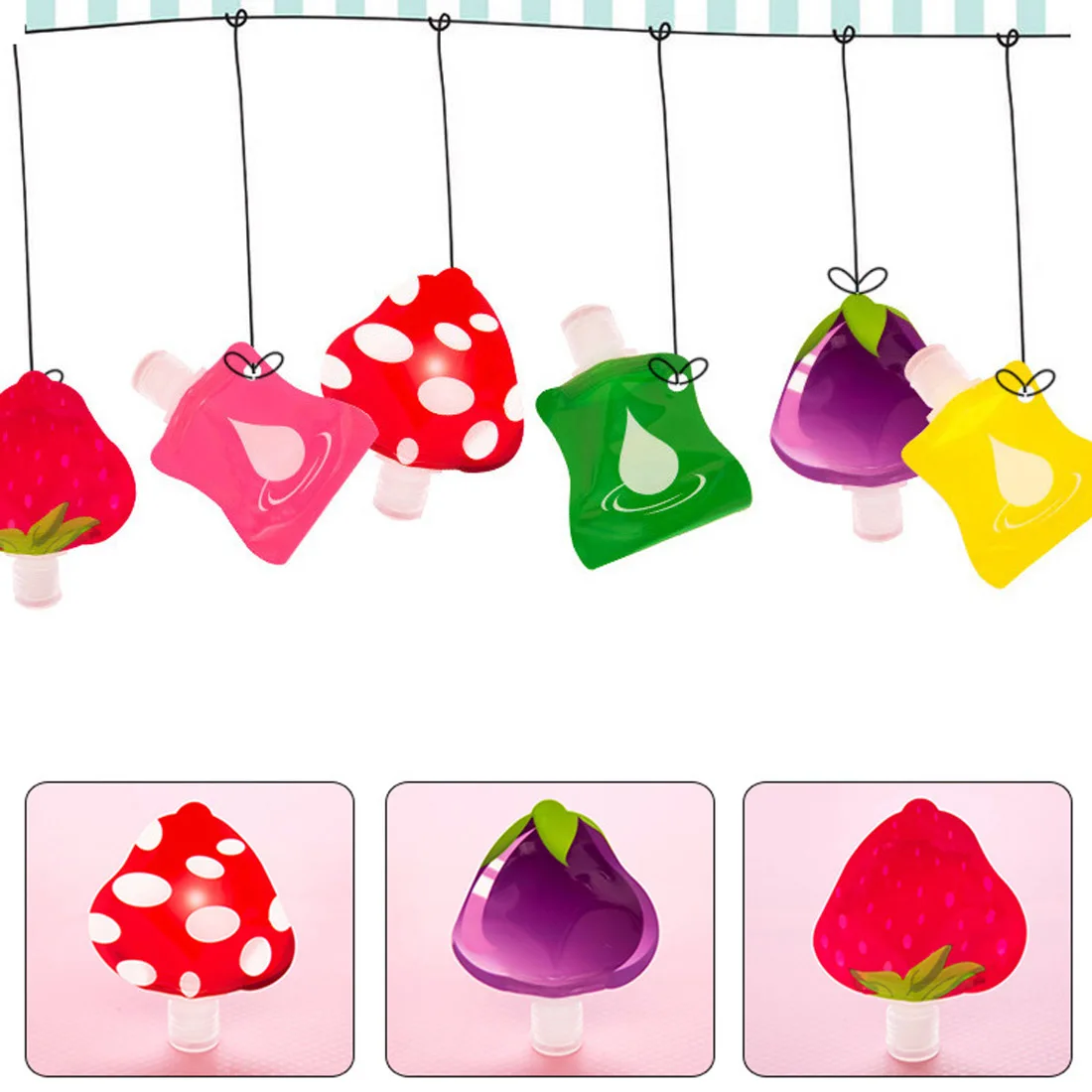 

Travel soft packaging cute hand sanitizer bottle portable lotion bottle fruit shape shampoo shower gel sub-bottle