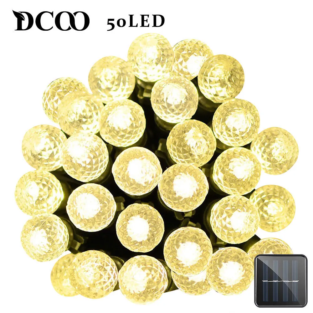 

Dcoo Solar LED String Lights G12 8 Modes 50 LEDs Ball Fairy Christmas Outdoor Lighting Garden Party Holiday Wedding Decoration