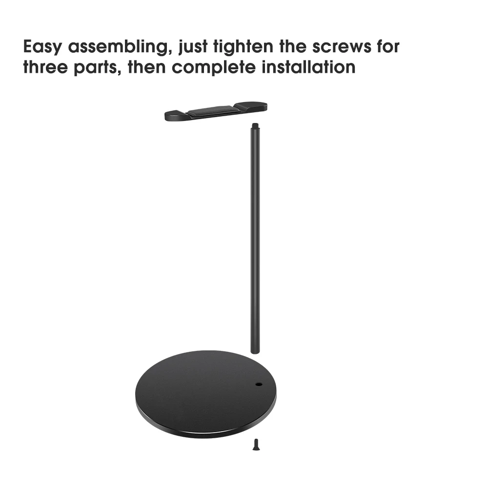 Black Headphone Stand Aluminum Holder Earphone Anti skid Flexible Headrest ABS Solid Base