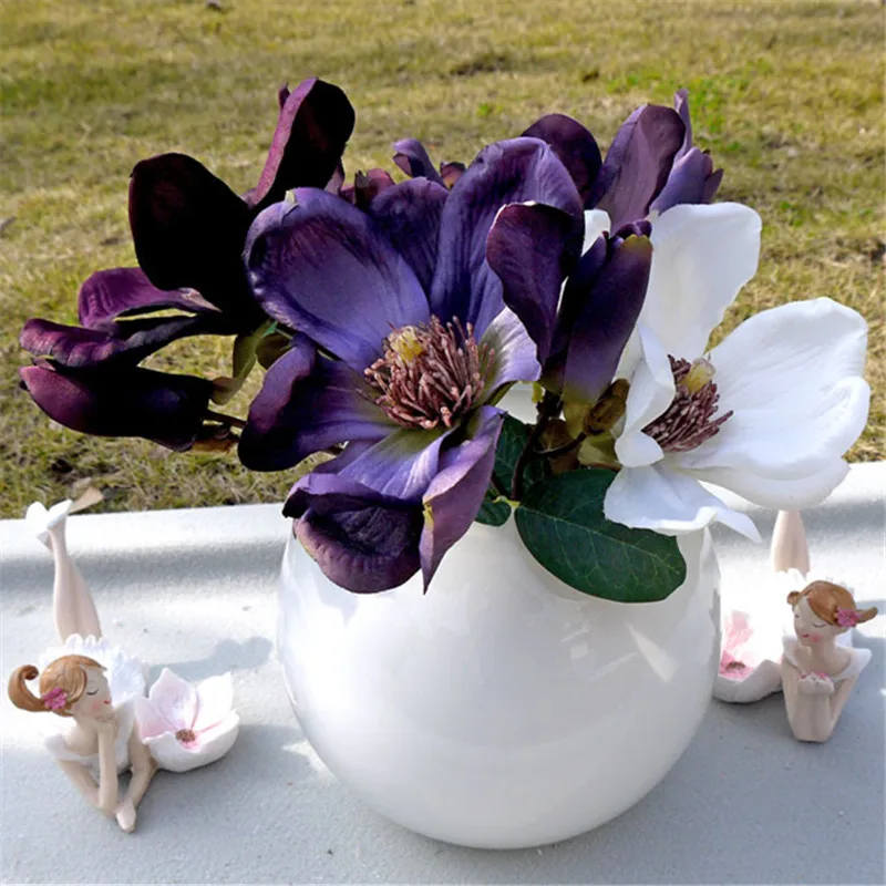 Wedding flower vintage orchid Magnolia silk artificial flowers bride bouquet office table home hotel wall decoration flores