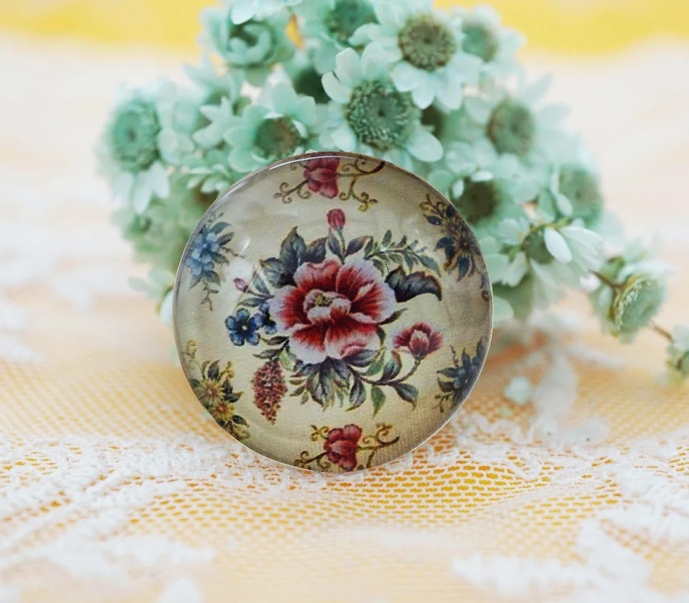 

10PCS/lot Round 20MM Flower Glass Cabochon for make bracelet necklace Jewelry for women 2019 earring pins brooch craft supply