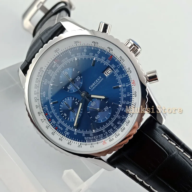 46,5 мм синий черный белый ход Мужские t: кварцевые часы Роскошные Топ мужские модные повседневные часы наручные часы