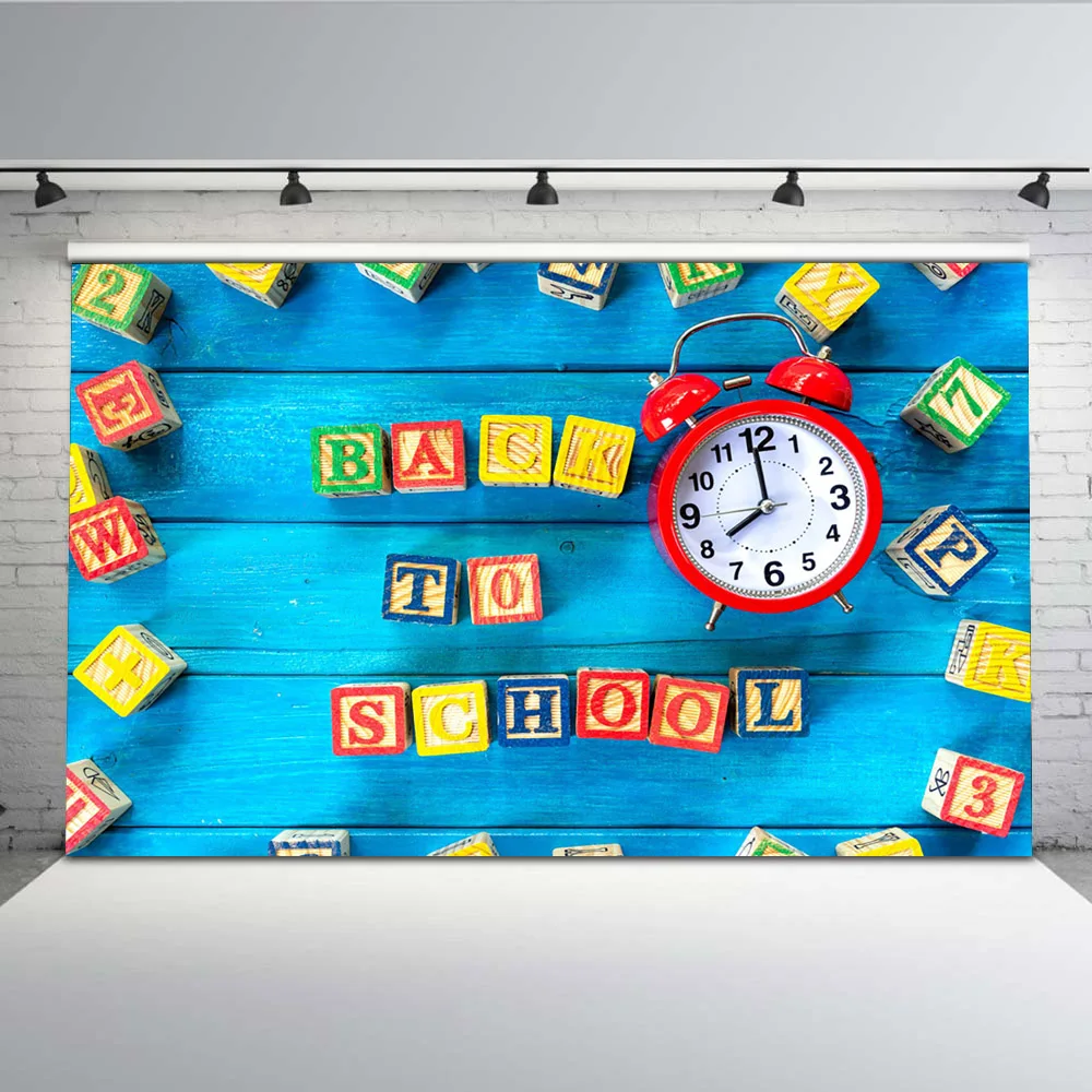 Mehofoto Back to School фон для фотосъемки будильника с надписью фотосессия детей реквизит