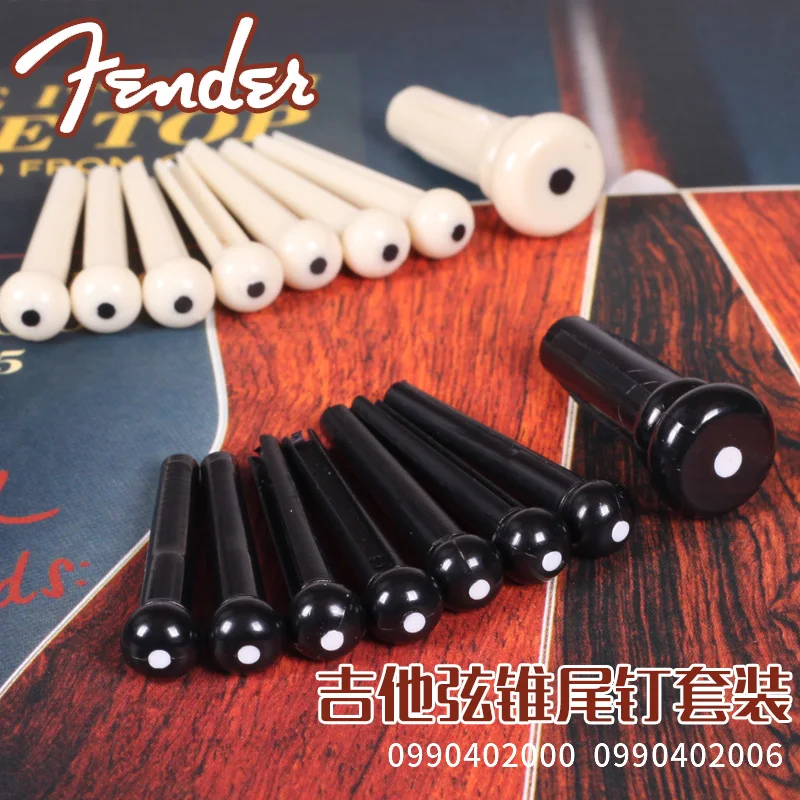Fender Acoustic Bridge Pins, Set of 6, Ivory / Blackin Guitar Parts
