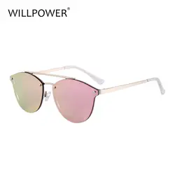 Сила воли Ретро Для женщин зеркало солнцезащитные очки мост заклепки Медь Frame Для мужчин солнцезащитные очки UV400