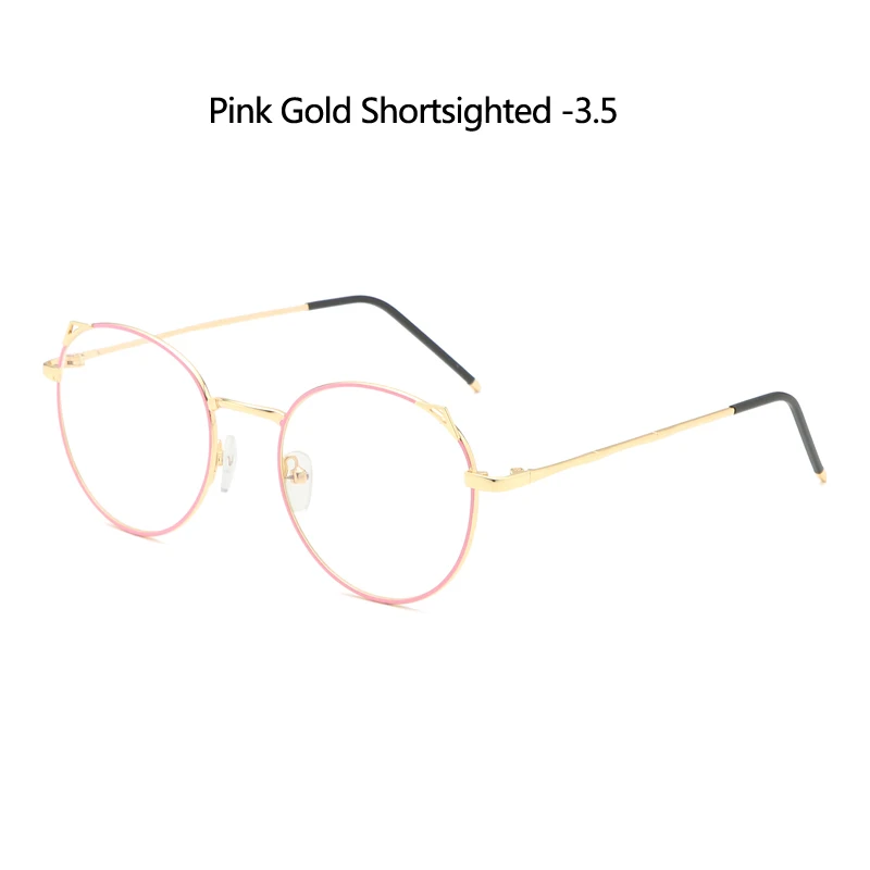 Zilead 1,56 Асферические кошачьи уши очки для близорукости для женщин и мужчин металлические зеленые Flime очки для близоруких очков - Цвет оправы: pink gold myopia 3.5