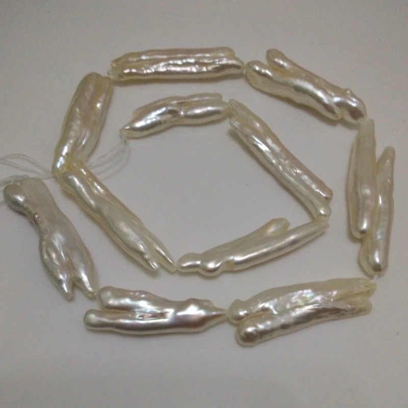 

16 inches 18-25mm White Natural Biwa Pearl Loose Strand