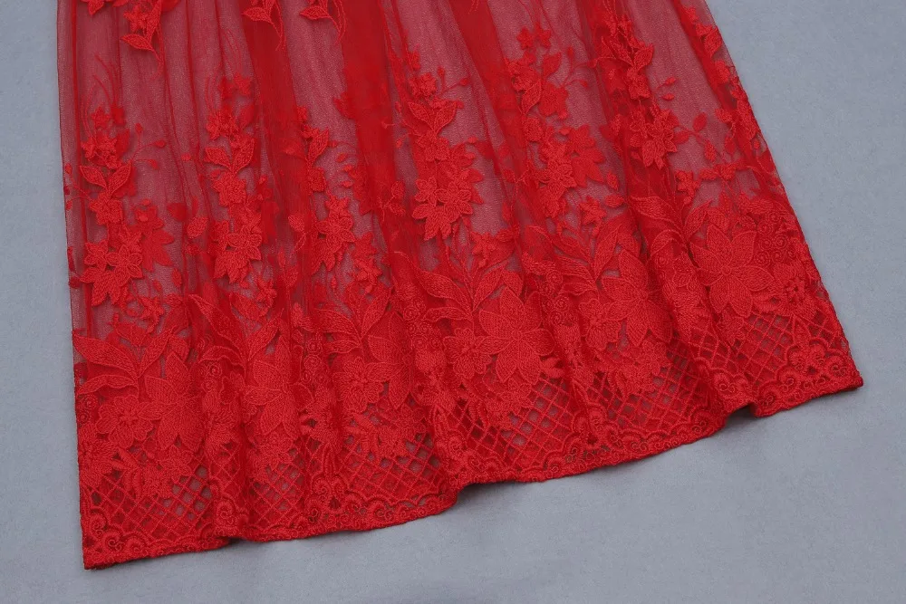 BLEEZY ярко-красные бордовые Сексуальные вечерние элегантные прозрачные кружевные вечерние платья из вуали с вырезами на плечах