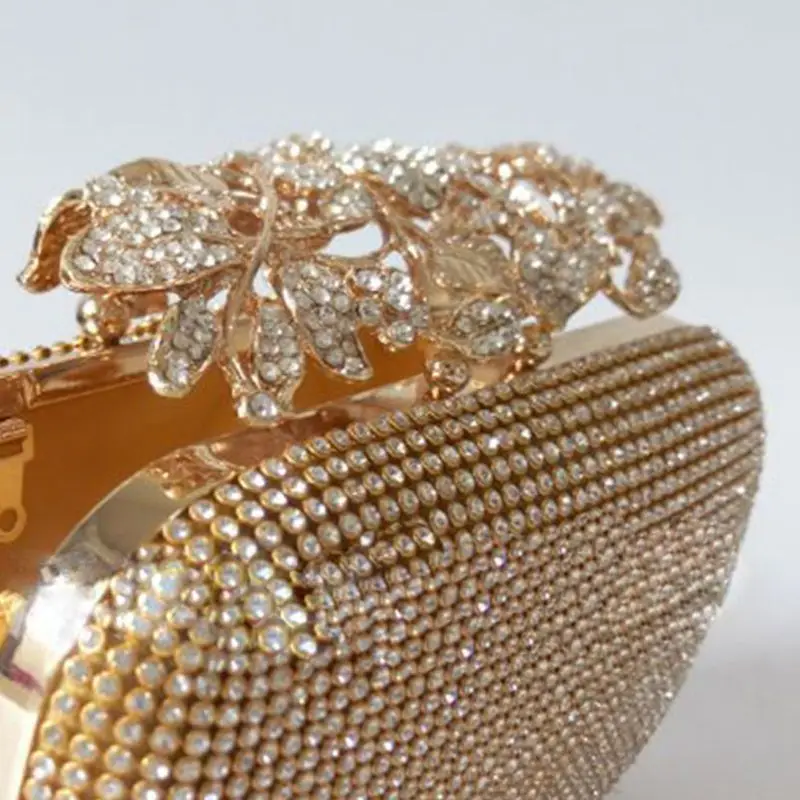 Unique Gold Rhinestone Evening bag Clutch Purse Party Bridal Prom Unique Gold Rhinestone Evening bag Clutch Purse Party Bridal Prom