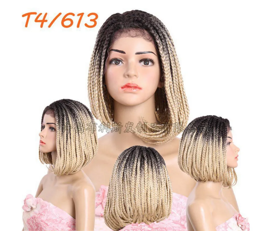 

Hot sell short bob wigs for black women lace 14inch lace frontal Bob wigs for natural black synthetic Braided Wigs UK,US,EU