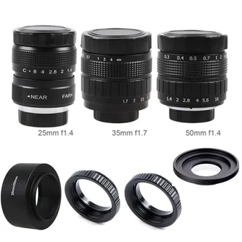 

3in1 CCTV 25mm f1.4 Lens / 35mm f1.7 Lens/ 50mm f1.4 Lens Mount Ring Kit for SONY E Mount A6500 A6300 A6000 A5100 A5000 A6100