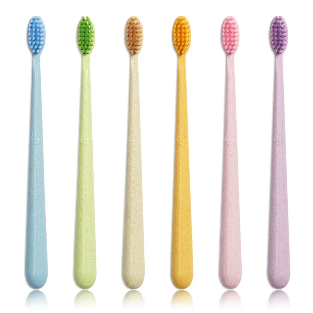 

3 Pack Random Color Small Head Superfine Soft Wheat Straw Toothbrush Bamboo Charcoal Nano E746