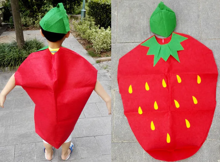 Children's Day Kindergarten Performance Clothing Non-woven Fabrics Strawberry one-time Cosplay Clot - 32832869491