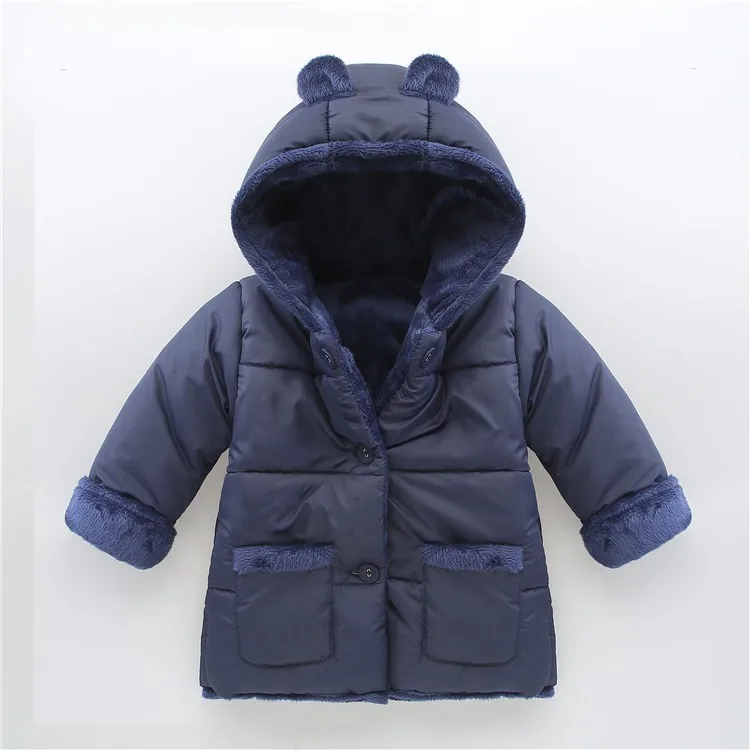 2016 Baby Girls Winter Jacket Coat Children Casual Solid Hooded Outerwear Kids Girl Warm Clothing Baby Fashion Clothes Parkas