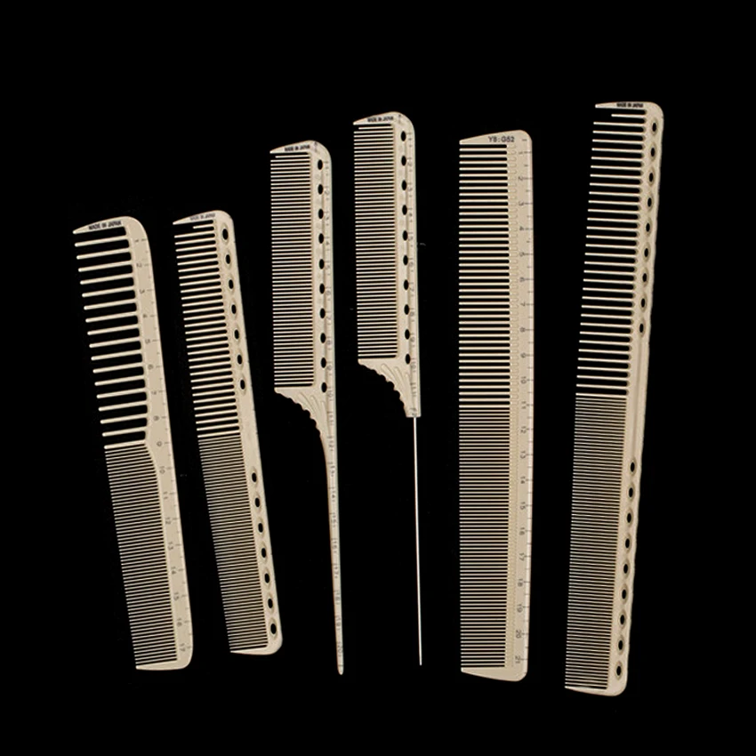 

High Quality Anstatic Resin Hair Measure Cutting Comb Hairdressing Barber Cut Comb With Laser Measurement Comb For Hair Cut 6pcs
