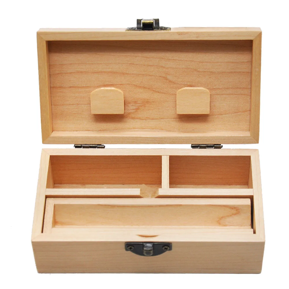 

COURNOT Wood Stash Box With Rolling Tray Natural Handmade Wood Tobacco and Herbal Storage Box For Smoking Pipe Accessories