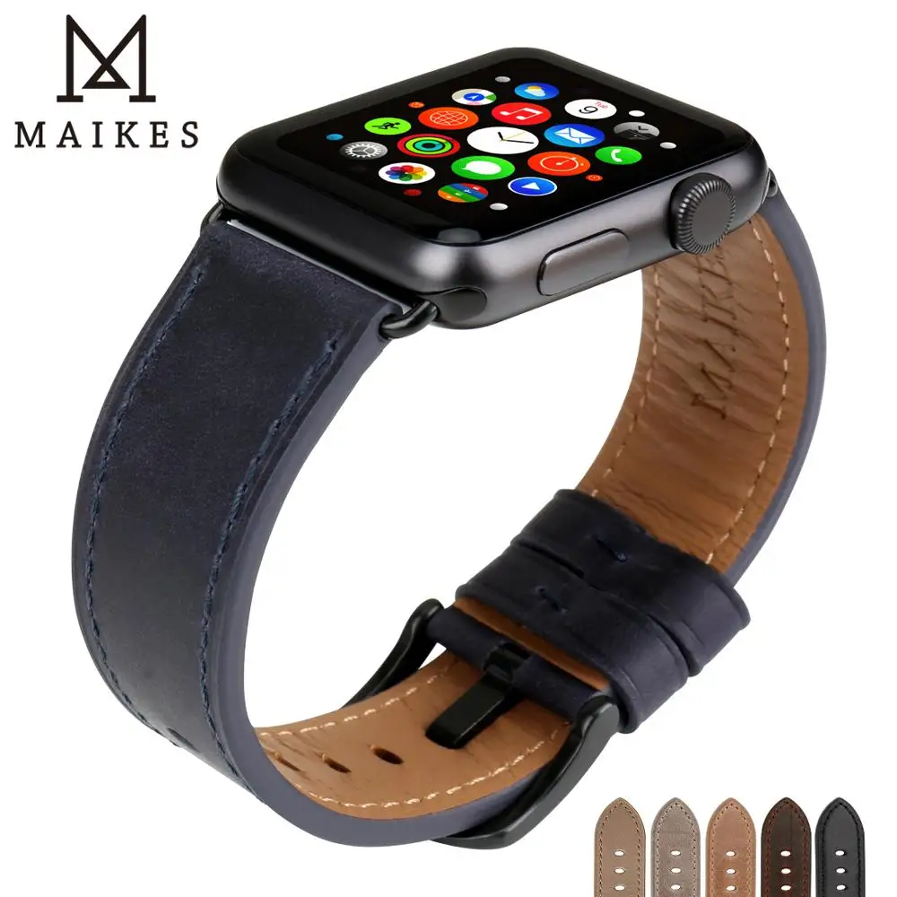 Ремешок сменный MAIKES кожаный для Apple Watch Браслет 42 мм 38 Series 3 2 1 и 44 40 SE 6 5 4 iwatch|Ремешки часов| |