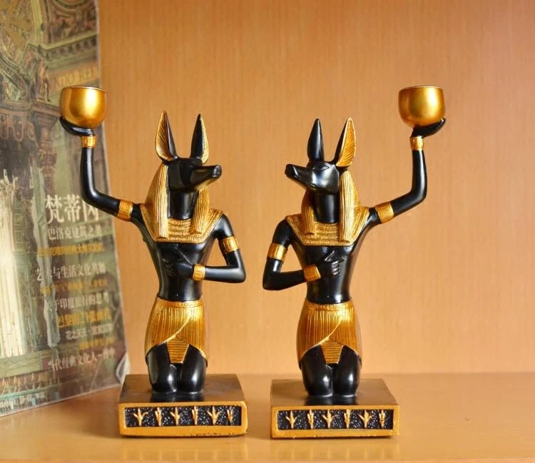 Гостиная Египетский стиль украшения собака Бог Anubis настольная креативная подсвечник домашний орнамент подарок украшения