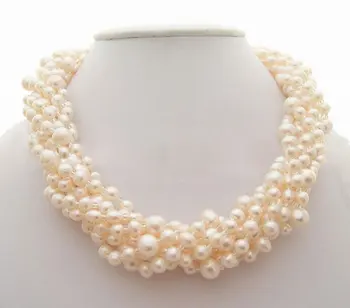 

Stunning! 9Strds Pearl Necklace-Cameo Flower Clasp