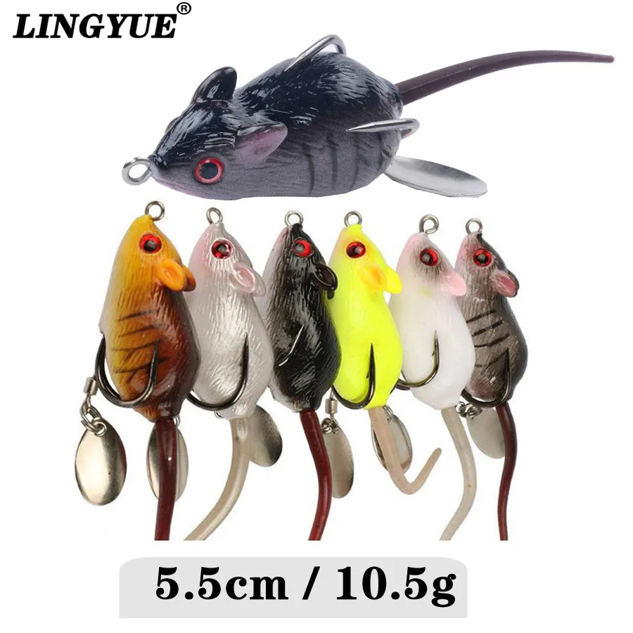 

New 5cm/10.5g 1pcs lLifelike Soft Mouse Fishing Lures 6 Colors Available snakehead Hooks Swimbait Wobblers Fishing Tackle Pesca.