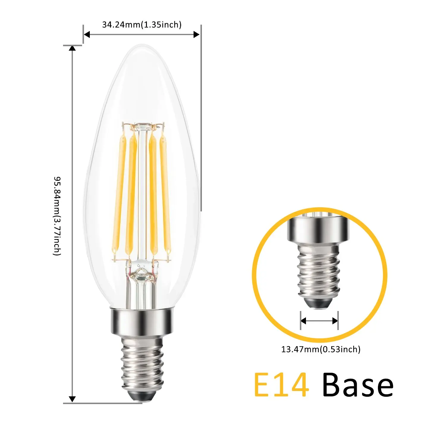 Grensk C35 Led E14 220 V диммируемая свеча лампы 3,5 W Ретро лампа накаливания светодиодная теплый белый 2700 K пламени лампочки с ампулой Bombillas Led E14