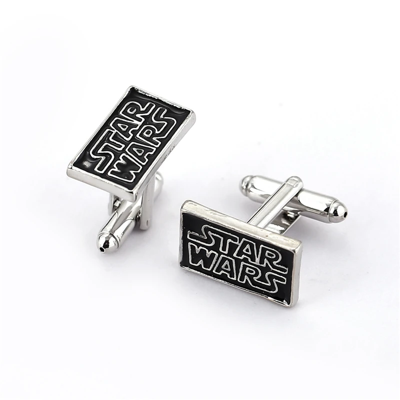 

Star Wars Letters Logo Cufflinks For Mens Shirt Superheroes Black 1.2*2cm Square Alloy Cuff Buttons Cuff Links watch Men Jewelry