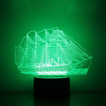 

LED Night Lamp Amazon explosion models sailing 3D night light table lights button charging creative led lights