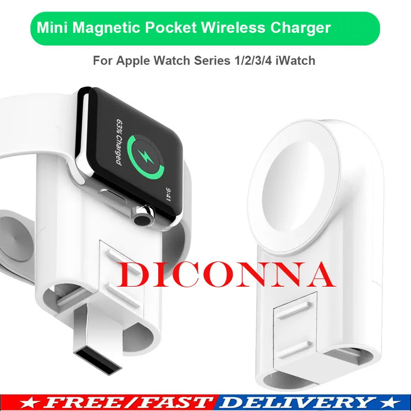Портативный мини часы Беспроводной Зарядное устройство быстрой зарядки USB Магнитный Зарядное устройство для наручных часов Apple Watch, iWatch1/2/3/4