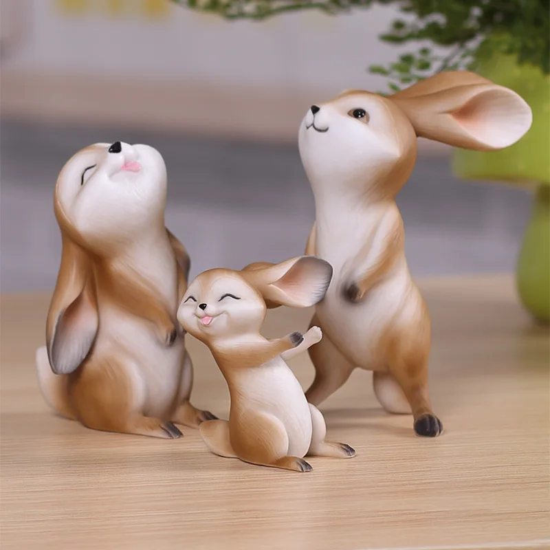 الراتنج الأرنب الحيوان الحرف اليدوية الديكور الإبداعية هدية غرفة المنزل خزانة النبيذ تابوت الزينة جميل مكان صغير