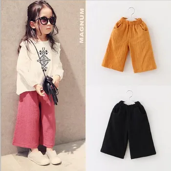 

Spring Summer Children Cotton Pants Baby Girls Cotton Big Bellbottoms New Girls' Wide Leg Pants Free Shipping