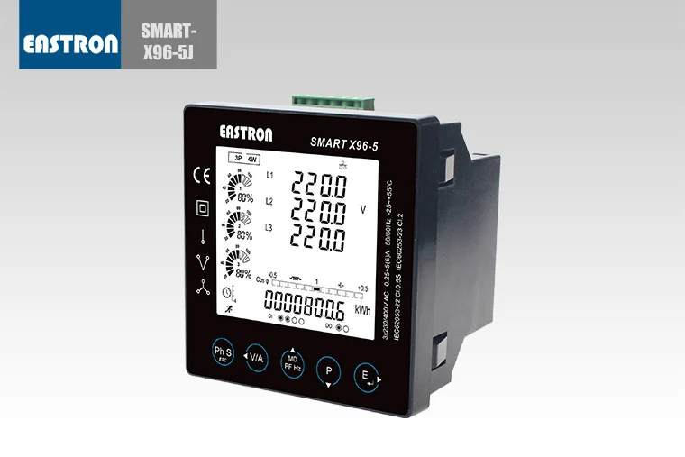 Умный X96-5J трехфазный многофункциональный счетчик энергии с Modbus, измерение кВтч, кВтч, кВт, kv, кВА, P, PF, Hz, dmd, V, A, THD