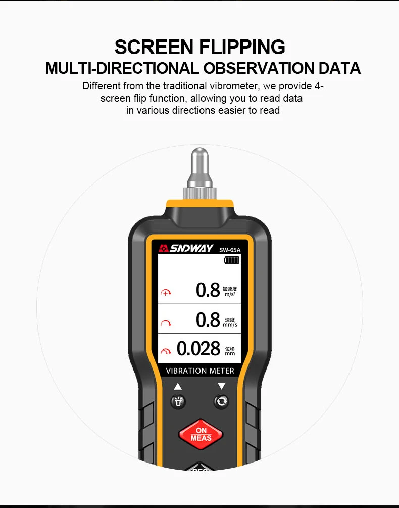 SNDWAY Вибрационный измеритель высокой чувствительности зонд для точного измерения обеспечивает цифровой Виброметр SW-65A