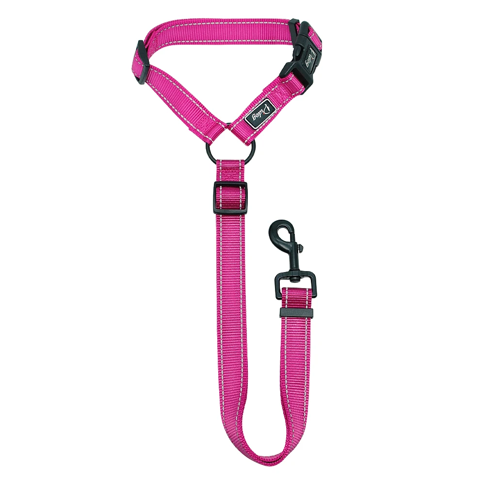 Светоотражающий нейлоновый ремень безопасности для собак и кошек, Автомобильный подголовник, безопасные поводки, ремни безопасности для автомобиля - Цвет: Hot Pink