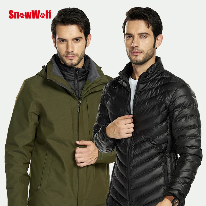 SNOWWOLF  Men Winter fishing Clothes Outdoor Waterproof Fishing Windbreaker Jacket Winter thermal Rain Suit heated jacket