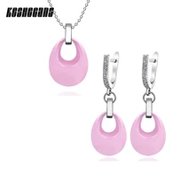 Модный элегантный милый керамический ювелирный набор в форме капли воды ожерелье серьги розовый черный белый цвет для женщин Свадебная вечеринка выпускной