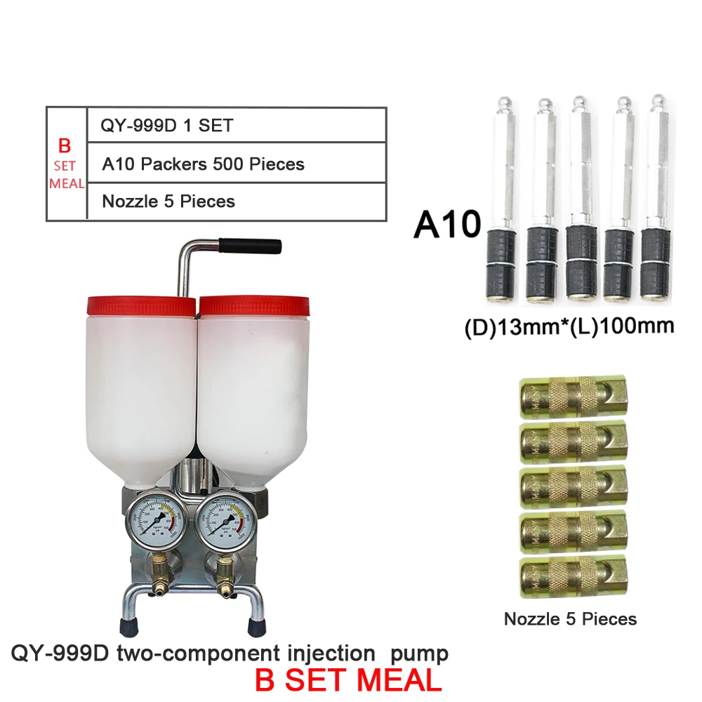 B набор еды двухкомпонентный QY-999D полиуретановая пена инжекционного цементного насоса машина с 500 штук инжекционных упаковщиков