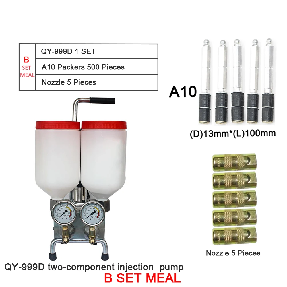 

B SET MEAL Two component QY-999D polyurethane foam injection grouting pump machine with 500 pieces injection packers