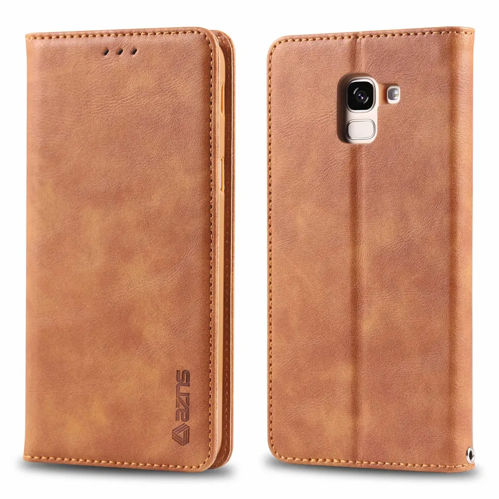 

AZNS Luxury Leather flip Cover for Samsung galaxy J6 J4 2018 Card slot wallet Case for galaxy J6Plus J4Plus TPU Phone back Cases