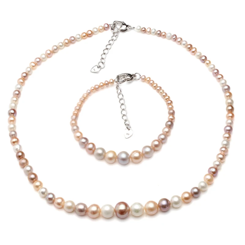 multi jewelry set Натуральное ожерелье из натурального жемчуга, ювелирное изделие, жемчужное ожерелье для женщин, колье, ожерелье на цепочке, подарок на день Святого Валентина - Цвет камня: multi jewelry set